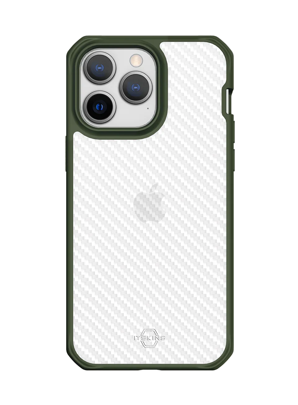 Itskins Hybrid Tek iPhone 14 Pro Case - Olive Green And Transparent - Tashqila Itskins Hybrid Tek iPhone 14 Pro Case - Olive Green And Transparent - Tashqila